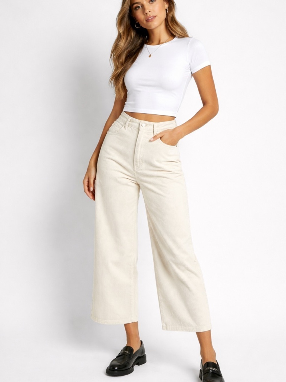 Joe Fresh x Jillian Harris High Rise Wide Leg Corduroy Pants